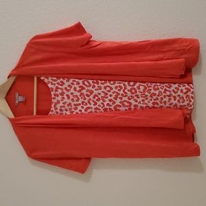 WHITE STAG Short Sleeve Mock Cardigan Blouse